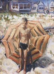 BOI, BEACH, UMBRELLA 11X14