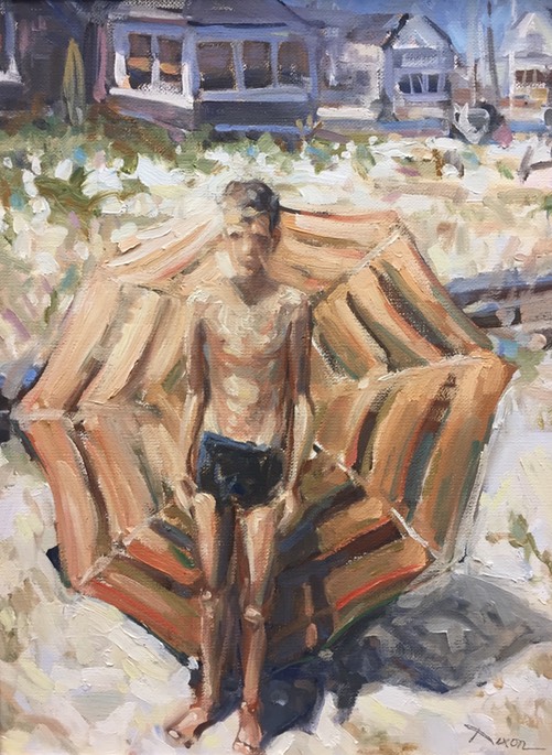 BOI, BEACH, UMBRELLA 11X14